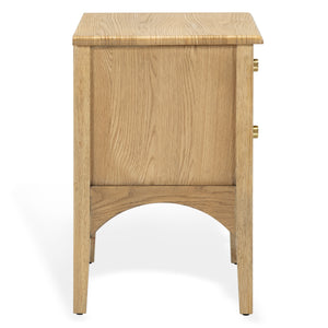 Safavieh Talia Solid Wood Nightstand with Two Drawers Rubber Oak Veneer Bedroom Storage BROWN OAK SFV2243A