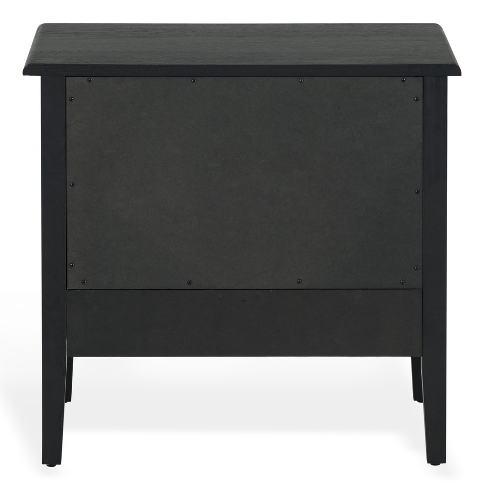 Safavieh Talia Solid Wood Nightstand with Two Drawers Rubber Oak Veneer Bedroom Storage BLACK SFV2243B