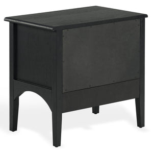 Safavieh Talia Solid Wood Nightstand with Two Drawers Rubber Oak Veneer Bedroom Storage BLACK SFV2243B