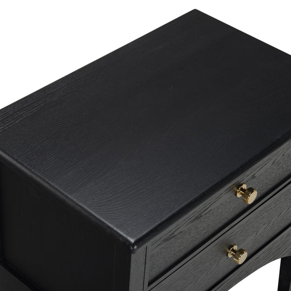 Safavieh Talia Solid Wood Nightstand with Two Drawers Rubber Oak Veneer Bedroom Storage BLACK SFV2243B