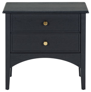 Safavieh Talia Solid Wood Nightstand with Two Drawers Rubber Oak Veneer Bedroom Storage BLACK SFV2243B