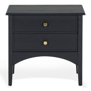 Safavieh Talia Solid Wood Nightstand with Two Drawers Rubber Oak Veneer Bedroom Storage BLACK SFV2243B