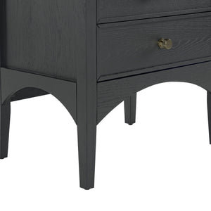 Safavieh Talia Solid Wood Nightstand with Two Drawers Rubber Oak Veneer Bedroom Storage BLACK SFV2243B