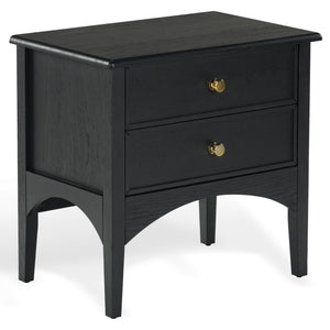 Safavieh Talia Solid Wood Nightstand with Two Drawers Rubber Oak Veneer Bedroom Storage BLACK SFV2243B