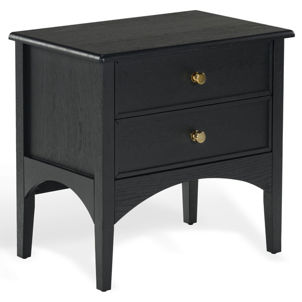 Safavieh Talia Solid Wood Nightstand with Two Drawers Rubber Oak Veneer Bedroom Storage BLACK SFV2243B