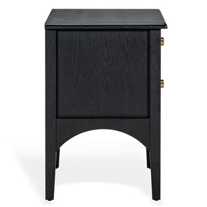 Safavieh Talia Solid Wood Nightstand with Two Drawers Rubber Oak Veneer Bedroom Storage BLACK SFV2243B