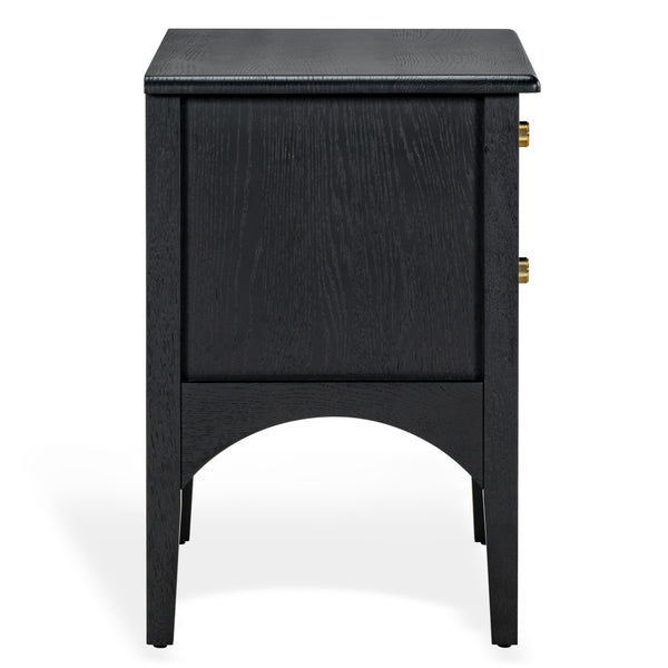 Safavieh Talia Solid Wood Nightstand with Two Drawers Rubber Oak Veneer Bedroom Storage BLACK SFV2243B