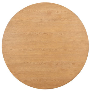 Safavieh Cynthia Round Fluted Wood Coffee Table Low Profile Sculptural Oak Living Room Accent Brown Oak SFV2244A