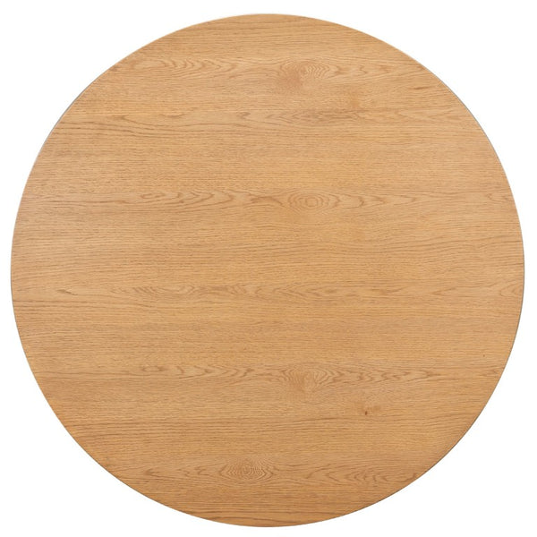 Safavieh Cynthia Round Fluted Wood Coffee Table Low Profile Sculptural Oak Living Room Accent Brown Oak SFV2244A