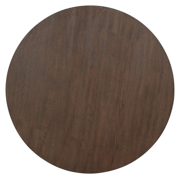 Safavieh Cynthia Round Fluted Wood Coffee Table Low Profile Sculptural Oak Living Room Accent Dark Brown Oak SFV2244B