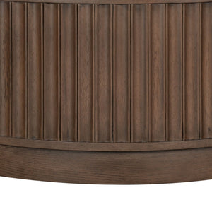 Safavieh Cynthia Round Fluted Wood Coffee Table Low Profile Sculptural Oak Living Room Accent Dark Brown Oak SFV2244B