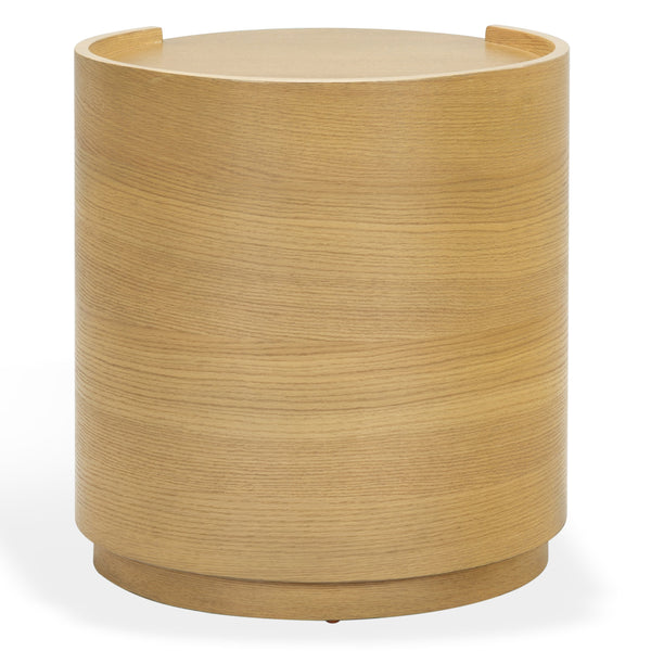 Safavieh Melissa Round 2 Drawer Solid Wood Nightstand Minimalist Bedside Storage Piece GREIGE OAK SFV2245A