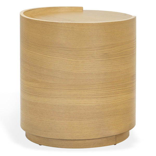 Safavieh Melissa Round 2 Drawer Solid Wood Nightstand Minimalist Bedside Storage Piece GREIGE OAK SFV2245A