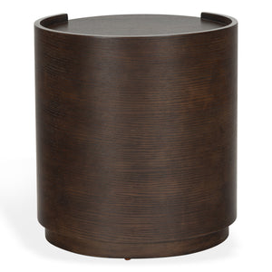 Safavieh Melissa Round 2 Drawer Solid Wood Nightstand Minimalist Bedside Storage Piece WALNUT SFV2245B