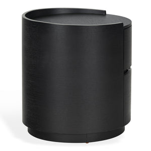 Safavieh Melissa Round 2 Drawer Solid Wood Nightstand Minimalist Bedside Storage Piece BLACK SFV2245C