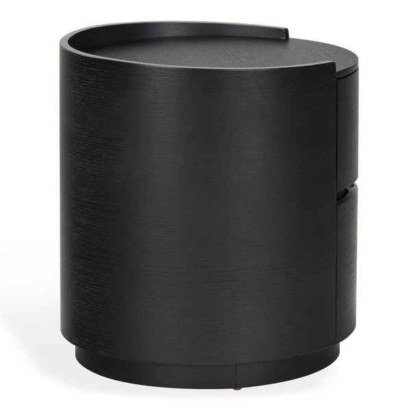 Safavieh Melissa Round 2 Drawer Solid Wood Nightstand Minimalist Bedside Storage Piece BLACK SFV2245C