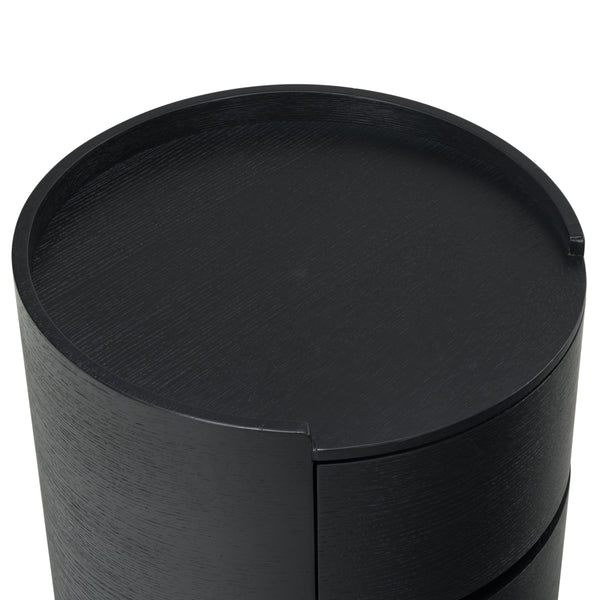 Safavieh Melissa Round 2 Drawer Solid Wood Nightstand Minimalist Bedside Storage Piece BLACK SFV2245C