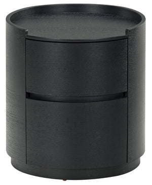 Safavieh Melissa Round 2 Drawer Solid Wood Nightstand Minimalist Bedside Storage Piece BLACK SFV2245C