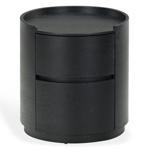 Safavieh Melissa Round 2 Drawer Solid Wood Nightstand Minimalist Bedside Storage Piece BLACK SFV2245C