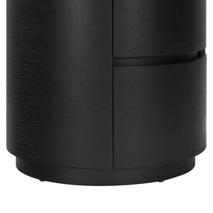 Safavieh Melissa Round 2 Drawer Solid Wood Nightstand Minimalist Bedside Storage Piece BLACK SFV2245C