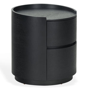 Safavieh Melissa Round 2 Drawer Solid Wood Nightstand Minimalist Bedside Storage Piece BLACK SFV2245C