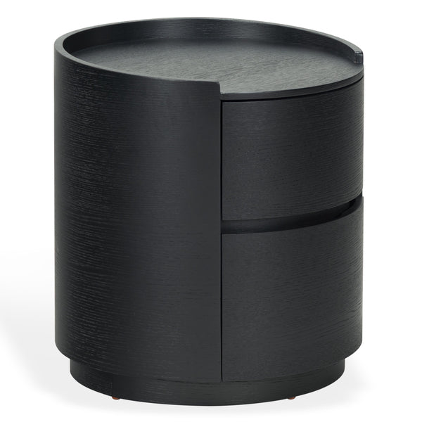 Safavieh Melissa Round 2 Drawer Solid Wood Nightstand Minimalist Bedside Storage Piece BLACK SFV2245C