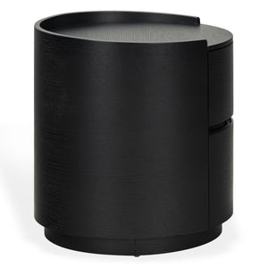 Safavieh Melissa Round 2 Drawer Solid Wood Nightstand Minimalist Bedside Storage Piece BLACK SFV2245C