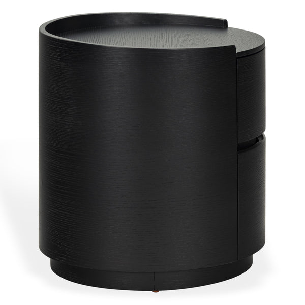 Safavieh Melissa Round 2 Drawer Solid Wood Nightstand Minimalist Bedside Storage Piece BLACK SFV2245C