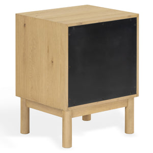 Safavieh Orion Wood and Metal Nightstand with Two Drawers for Contemporary Bedroom Storage GREIGE OAK SFV2246A