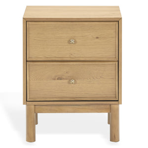 Safavieh Orion Wood and Metal Nightstand with Two Drawers for Contemporary Bedroom Storage GREIGE OAK SFV2246A