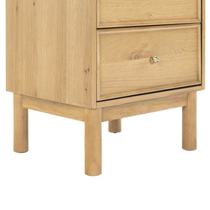 Safavieh Orion Wood and Metal Nightstand with Two Drawers for Contemporary Bedroom Storage GREIGE OAK SFV2246A