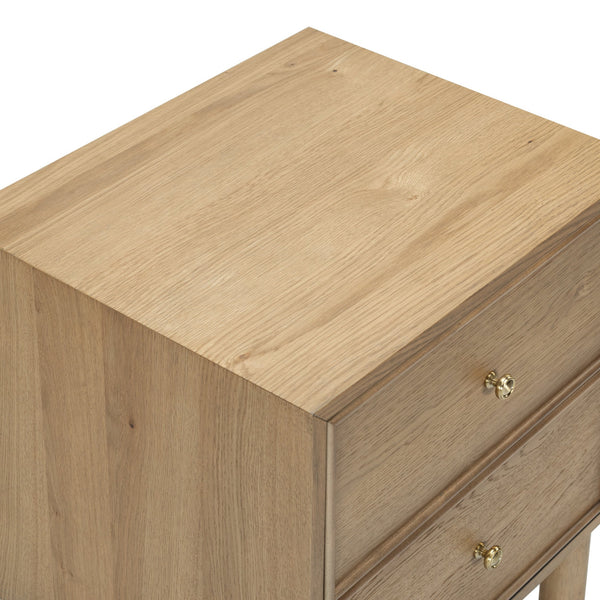 Safavieh Orion Wood and Metal Nightstand with Two Drawers for Contemporary Bedroom Storage BROWN OAK SFV2246B