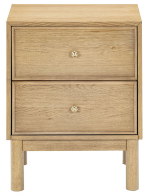 Safavieh Orion Wood and Metal Nightstand with Two Drawers for Contemporary Bedroom Storage BROWN OAK SFV2246B