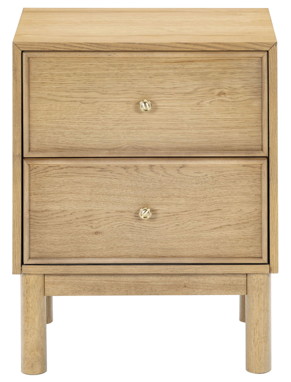 Safavieh Orion Wood and Metal Nightstand with Two Drawers for Contemporary Bedroom Storage BROWN OAK SFV2246B