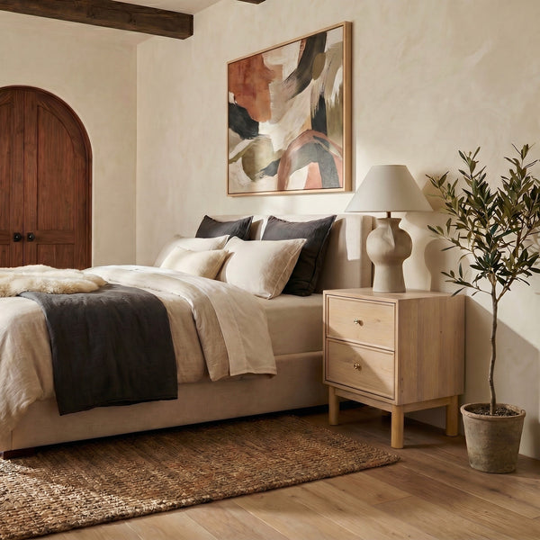 Safavieh Orion Wood and Metal Nightstand with Two Drawers for Contemporary Bedroom Storage BROWN OAK SFV2246B
