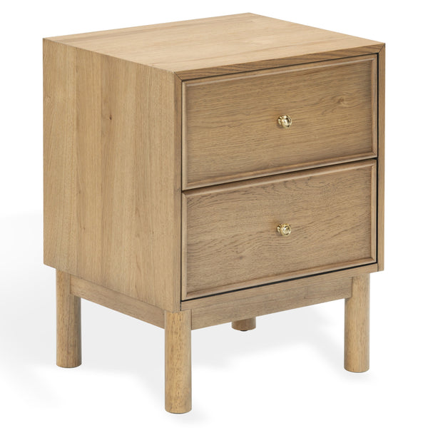 Safavieh Orion Wood and Metal Nightstand with Two Drawers for Contemporary Bedroom Storage BROWN OAK SFV2246B