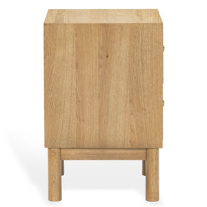 Safavieh Orion Wood and Metal Nightstand with Two Drawers for Contemporary Bedroom Storage BROWN OAK SFV2246B
