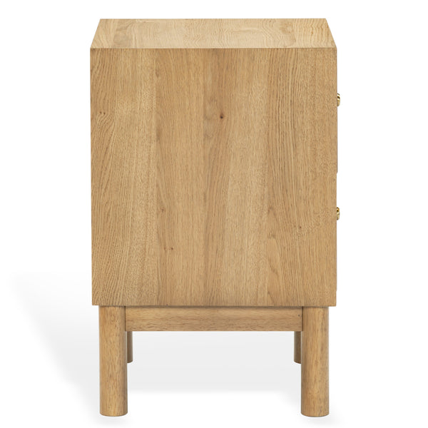 Safavieh Orion Wood and Metal Nightstand with Two Drawers for Contemporary Bedroom Storage BROWN OAK SFV2246B
