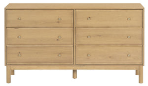 Safavieh Orion Six Drawer Wood and Metal Dresser for Modern Transitional Bedroom Storage Greige Oak SFV2247A