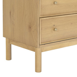 Safavieh Orion Six Drawer Wood and Metal Dresser for Modern Transitional Bedroom Storage Greige Oak SFV2247A