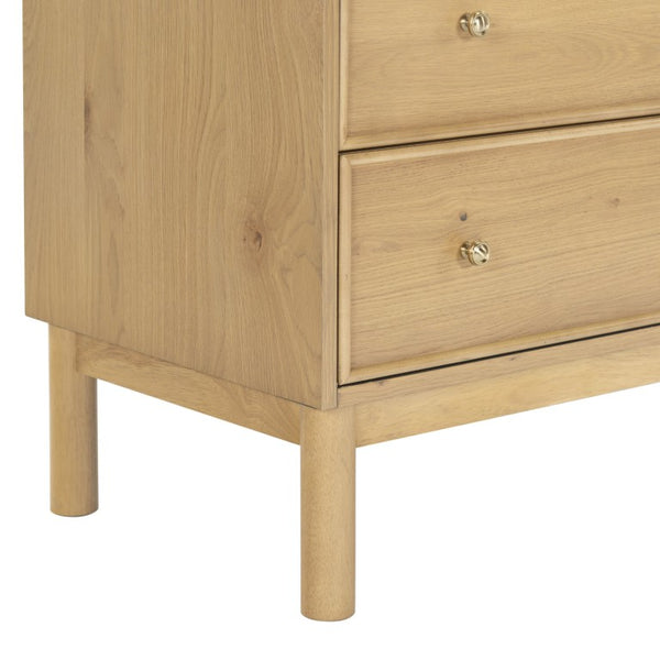 Safavieh Orion Six Drawer Wood and Metal Dresser for Modern Transitional Bedroom Storage Greige Oak SFV2247A