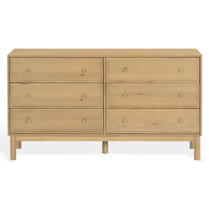 Safavieh Orion Six Drawer Wood and Metal Dresser for Modern Transitional Bedroom Storage Greige Oak SFV2247A