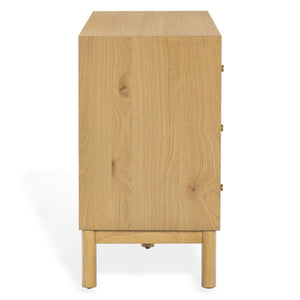 Safavieh Orion Six Drawer Wood and Metal Dresser for Modern Transitional Bedroom Storage Greige Oak SFV2247A