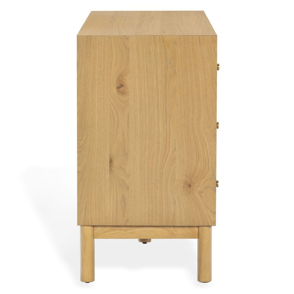 Safavieh Orion Six Drawer Wood and Metal Dresser for Modern Transitional Bedroom Storage Greige Oak SFV2247A