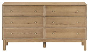 Safavieh Orion Six Drawer Wood and Metal Dresser for Modern Transitional Bedroom Storage Brown Oak SFV2247B