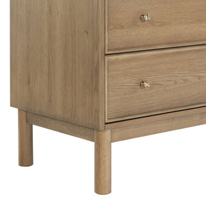 Safavieh Orion Six Drawer Wood and Metal Dresser for Modern Transitional Bedroom Storage Brown Oak SFV2247B