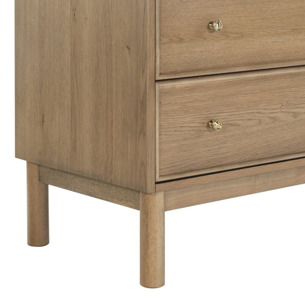 Safavieh Orion Six Drawer Wood and Metal Dresser for Modern Transitional Bedroom Storage Brown Oak SFV2247B
