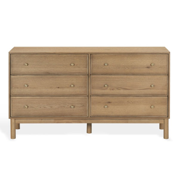Safavieh Orion Six Drawer Wood and Metal Dresser for Modern Transitional Bedroom Storage Brown Oak SFV2247B