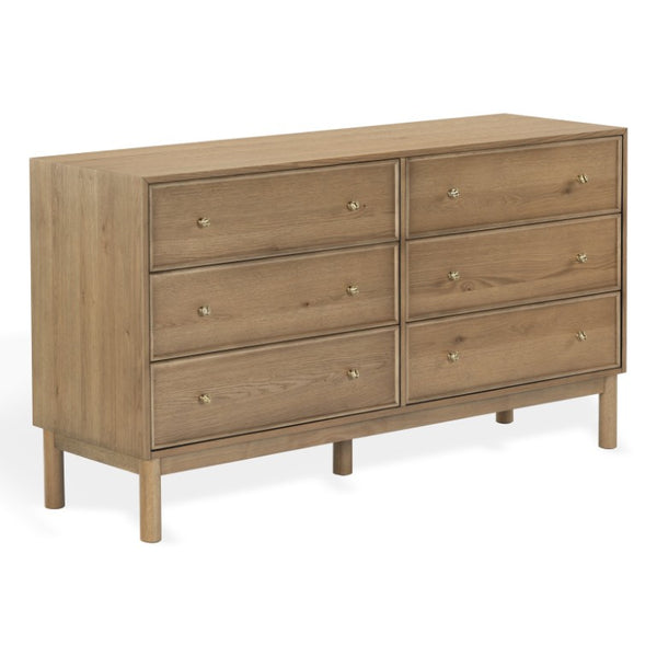 Safavieh Orion Six Drawer Wood and Metal Dresser for Modern Transitional Bedroom Storage Brown Oak SFV2247B