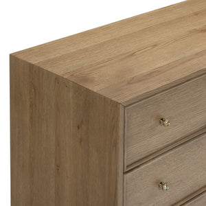 Safavieh Orion Six Drawer Wood and Metal Dresser for Modern Transitional Bedroom Storage Brown Oak SFV2247B